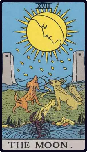 The Moon Tarot Card Rider-Waite-Smith